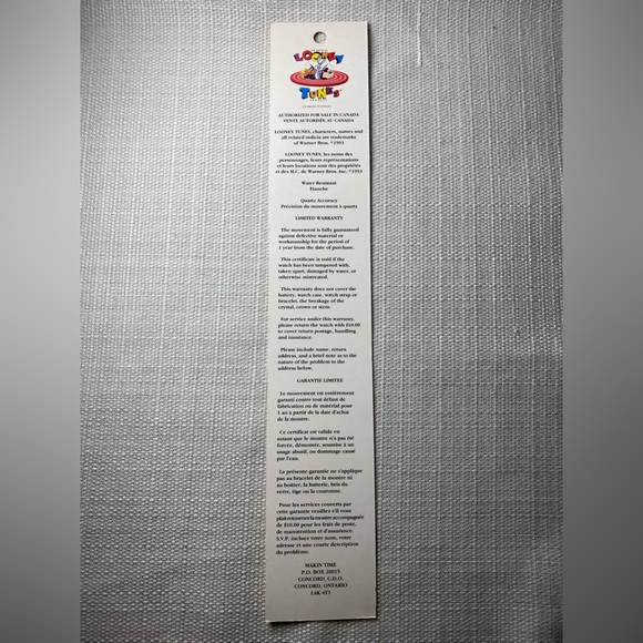 Makin' Time Warner Bros. Looney Tunes Bugs Bunny Dress Watch in Original Box - Picture 6 of 6